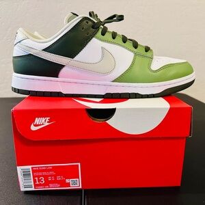 Nike Dunk Low Olive Green and White Sneakers